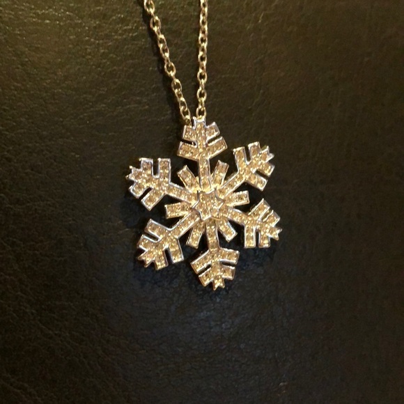 Snowflake Pendant 925 Sterling Silver Pave Cz Diamonds NWOTS - Picture 6 of 8